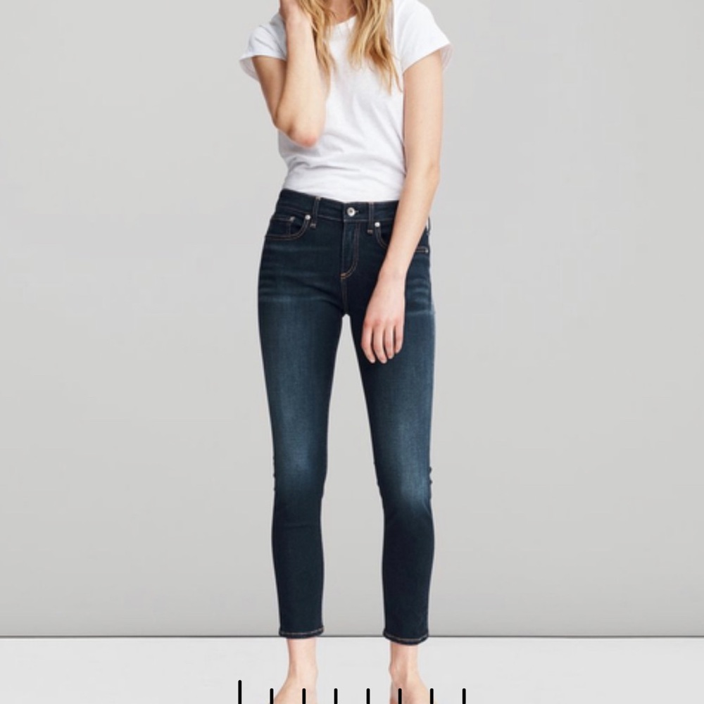 Rag & Bone mid-rise skinny jeans slim fit dark indigo